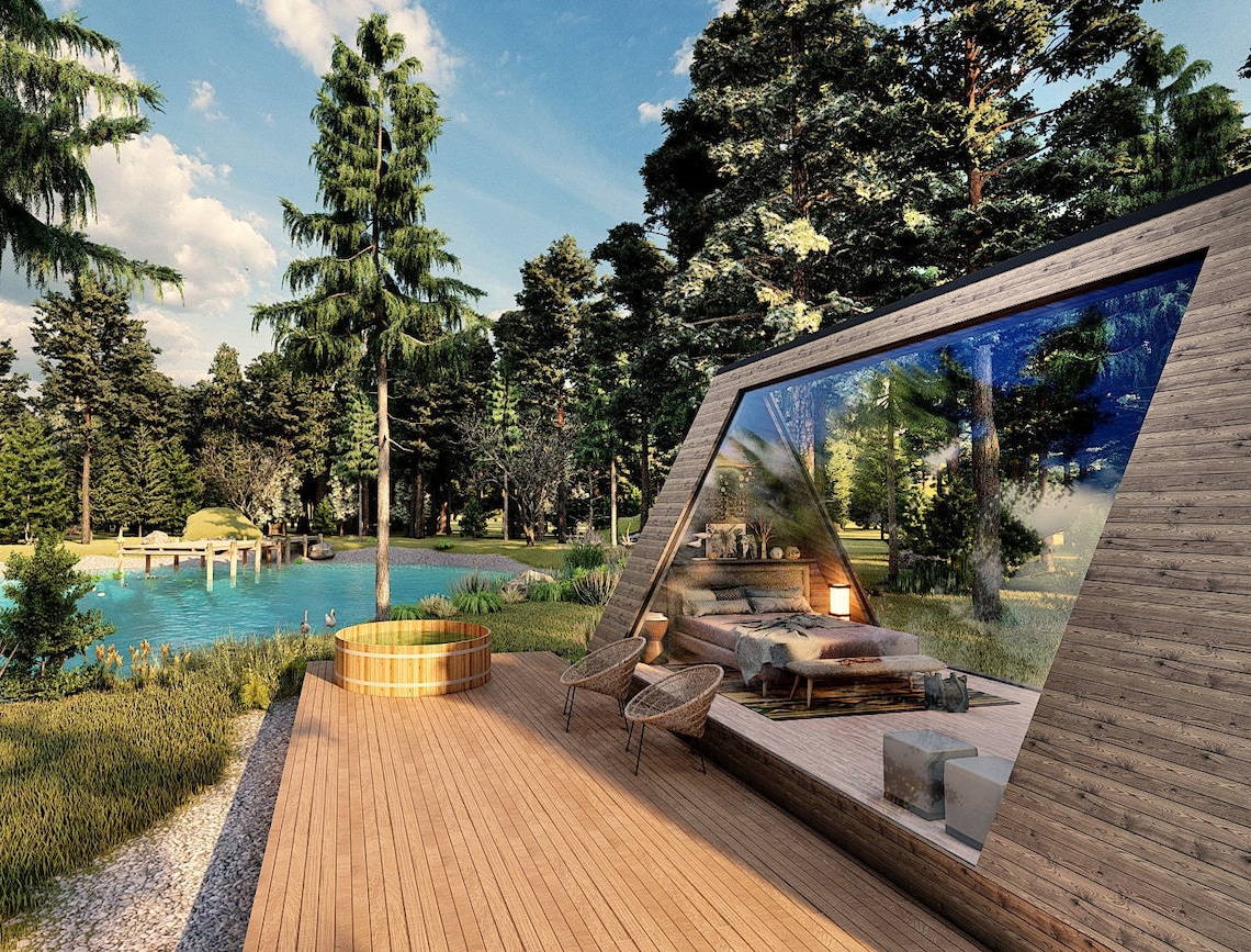 Modern Cabin House Plans, Cottage Floor Plans.1 Bedroom , Compact Tiny ...