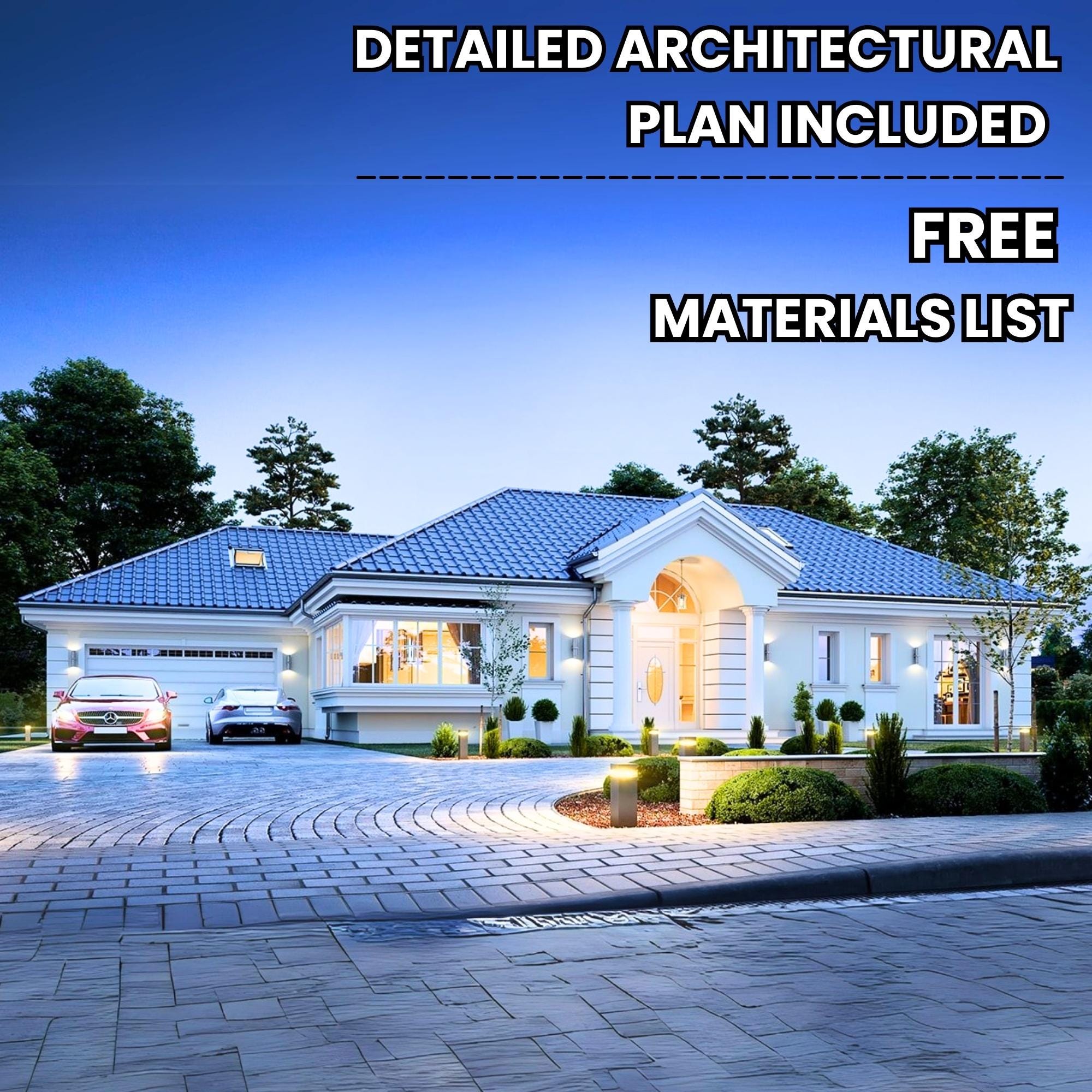 Full Detailed Modern House Plan 18m x 24m- Modern Floor Plans, 6 Bedroom 207 m2, w/ Loft, Bedroom, Garage + Material List File