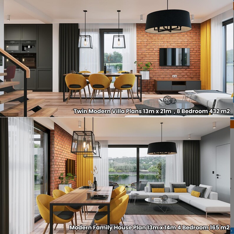 Modern Family House Plans 13m X 21m | 13m X 14m / 8 Bedroom 432 M2 | 4 ...