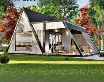Plano de una casa moderna con estructura en A: explore el plano de la pequeña casa de sus sueños