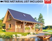 19x29 ft - 3 Bedroom - Two Story Small House Plan - Modern Architectural Design Tiny Cabin Floor Plans - Pdf Printable Blueprint For Sale