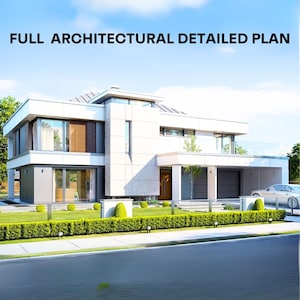 Villa Florida House Plan 13m x 17m - Modern Floor Plans, 4 Bedroom 270 m2, w/  Bedroom, Garage, Office + Material List File