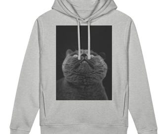 Unisex ekologisk hoodie med sidofickor och katttryck