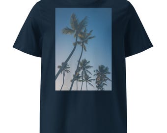 Unisex t-shirt i ekologisk bomull med palmtryck