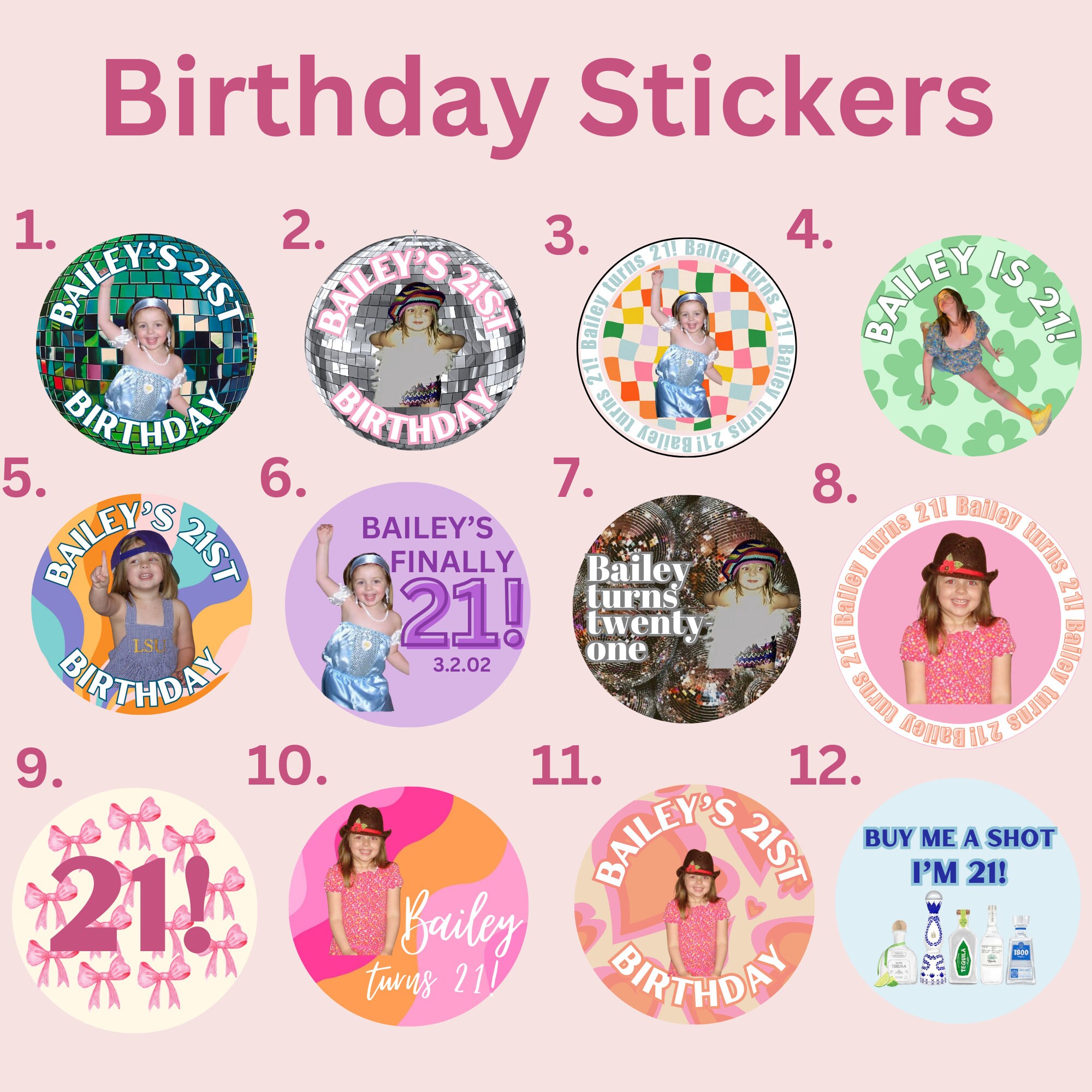 Birthday Stickers - Roll of 50 3 in stickers