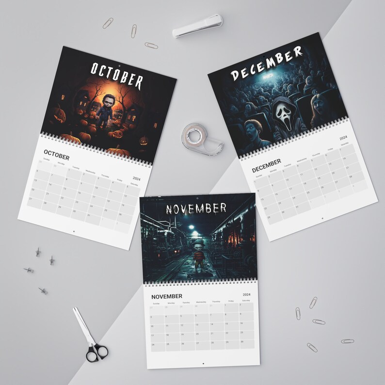 2024 Halloween Calendar, Spooky Slasher Killers, Horror Movie, Chucky