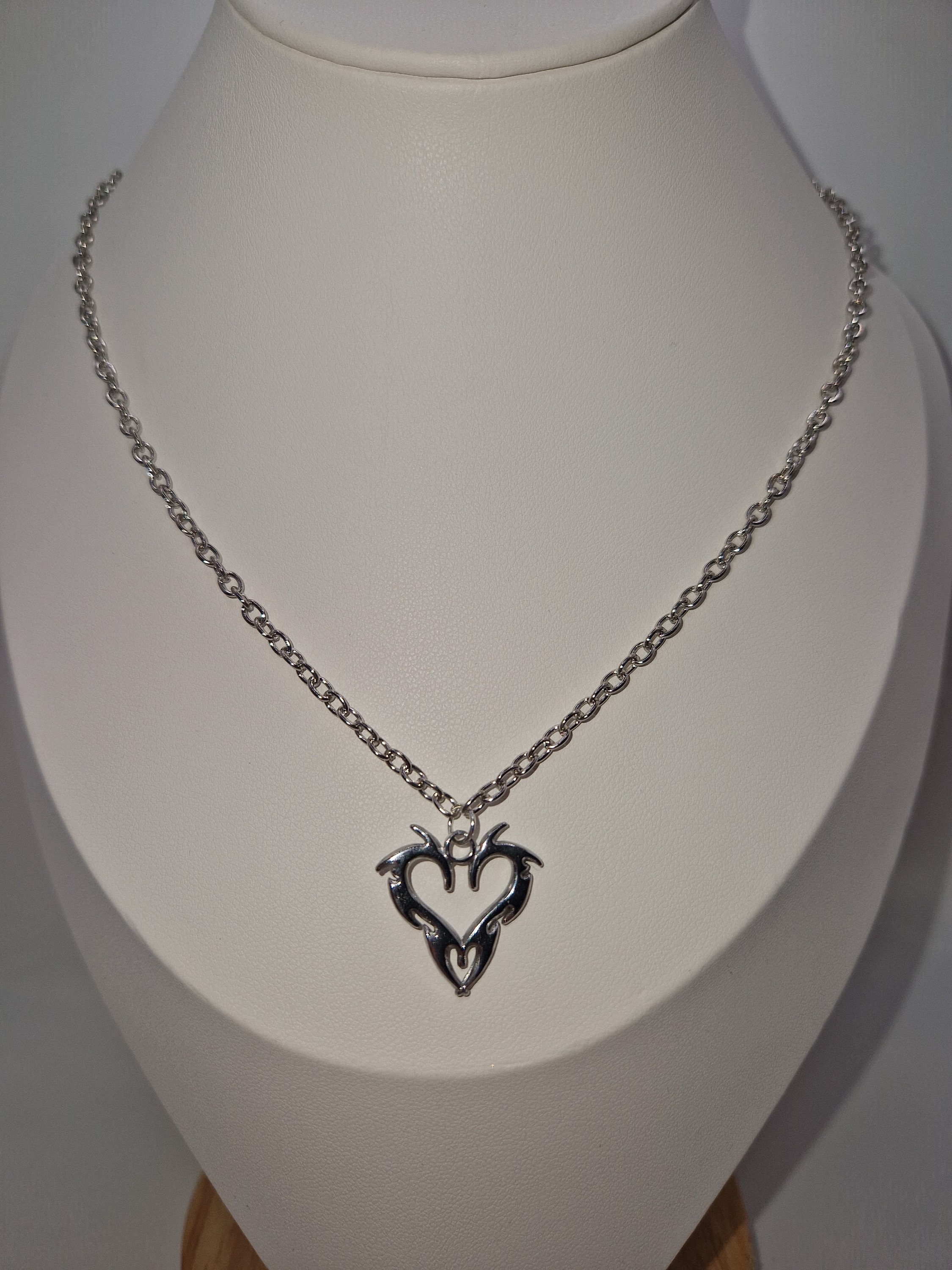 0.50 Carat Natural Diamond Heart Necklace 14K White Gold G