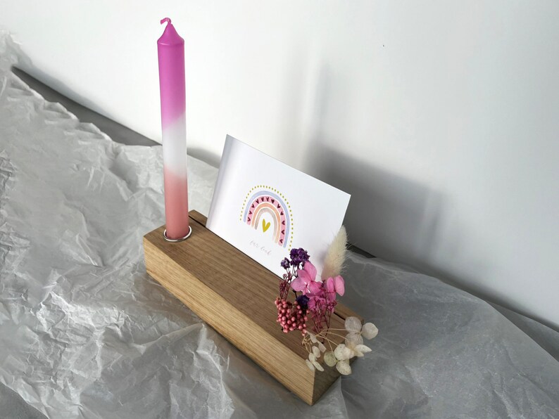Kartenhalter mit Kerzen und Blumenhalter Bild 3