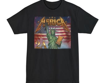 2A Maglietta grafica retrò con Statua della Libertà e America / Bandiera americana, arte rock patriottica