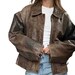 90s Women Oversized Distressed Leather Jacket Distressed Vintage