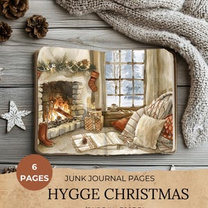 Hygge Christmas Junk Journal Kit, Merry Christmas Junk Journal Pages,Cosy Winter Scene Junk Journal Printable Paper, Digital Collage Sheet