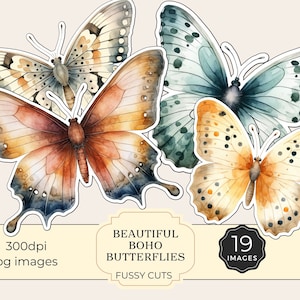 Fussy Cut Butterfly,Junk Journal, Floral, Boho Butterflies, Butterfly, Bullet Journal, Cricut, Printable, Stickers, Digital Download