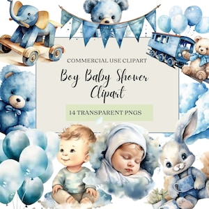 Clipart bleu baby shower pour un garçon, nounours blues, ballons, clipart baby shower, clipart anniversaire, nouveau-né, sexe révélateur, PNG transparent