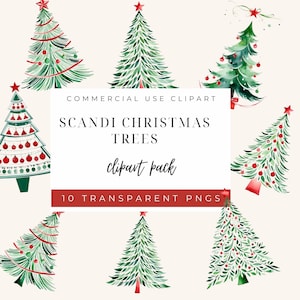 Scandi Christmas Tree ClipArts, Watercolor Christmas Tree Clipart, Nordic Decor, Scandi Design, Abstract Art,Modern Designs,Hygge Print