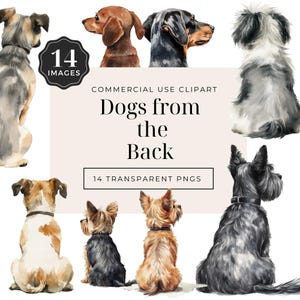 Dogs From Back View Clipart Bundle,Pet Portrait,Cute Dogs,Digital,Mix Dog,Cross Dog Breeds,Family Members, Dog Lovers, Mix Breeds