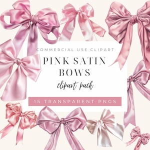 Watercolor Pink Satin Bow Clipart Download, Pastel Pink Watercolor Bows,girly clipart , pink shiny ribbons , instant download,Commercial use