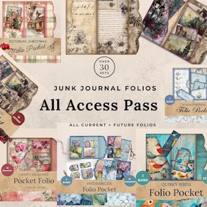 Bundel Junk Journal Folio, Junk Journal Kit, Hele Shop Junk Journal Folio's, Afdrukbaar digitaal papier, All Access Pass, Volledige collectie