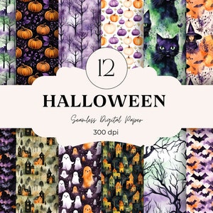 Seamless Digital Halloween papers,12 designs,scrapbooking , junk journals , Instant Download,scary electronic papers ,twelve designs