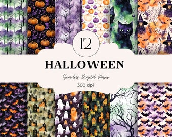 Seamless Digital Halloween papers,12 designs,scrapbooking , junk journals , Instant Download,scary electronic papers ,twelve designs