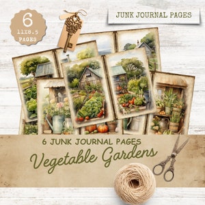 Vegetable Garden Junk Journal Kit  ,Printable,Gardens Junk Journal, Digital Download,Ephemera, Vintage Allotments,Journal Ephemera,Gardening