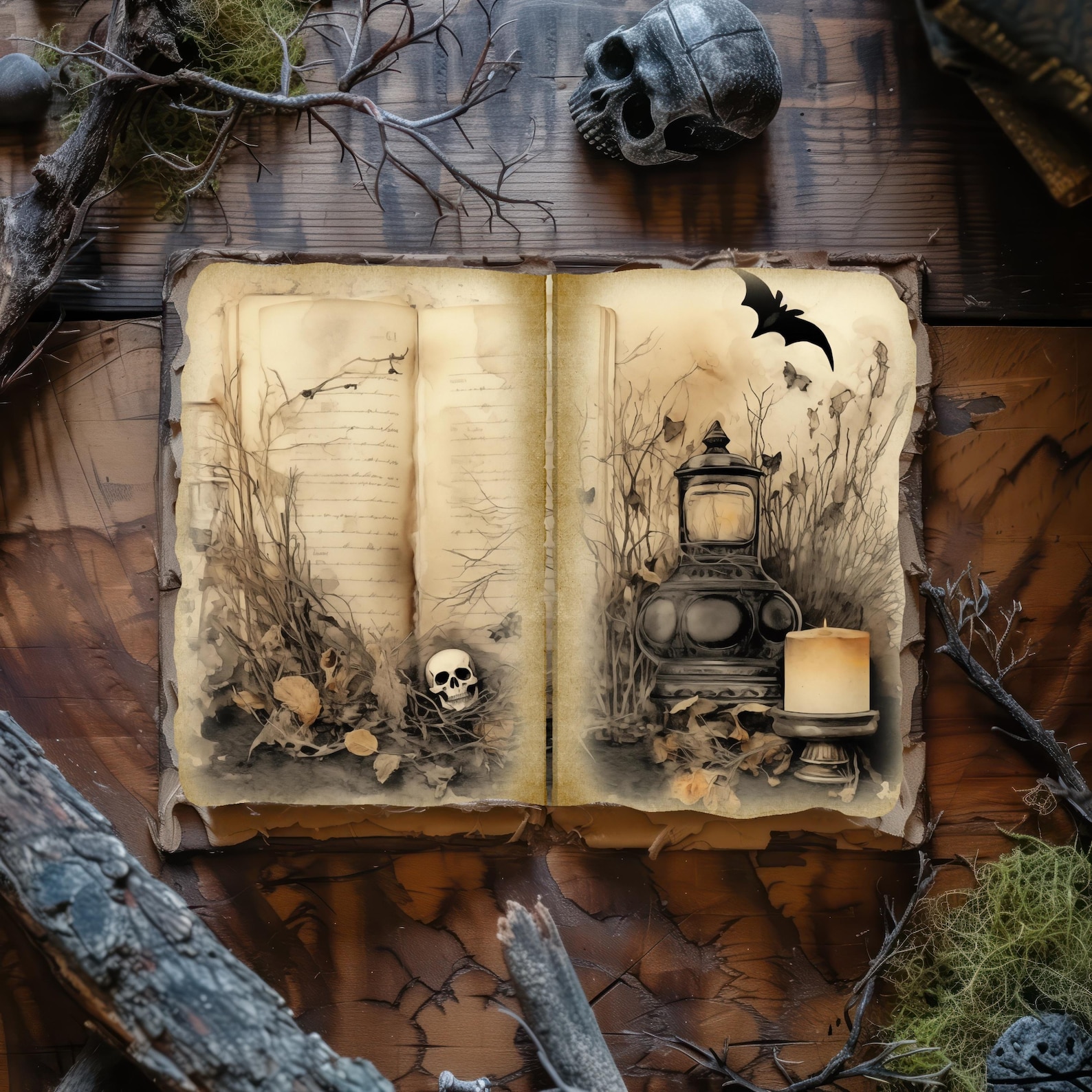 Spooky Halloween Junk Journal Kit,vintage Goth Ephemera ,dark Forest ...