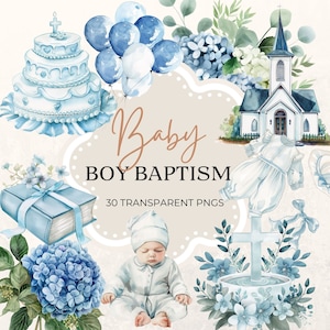 Clipart baptême bleu bébé garçon, clipart religieux, graphiques de baptême, illustrations catholiques, pngs chrétiens aquarelle bleu,