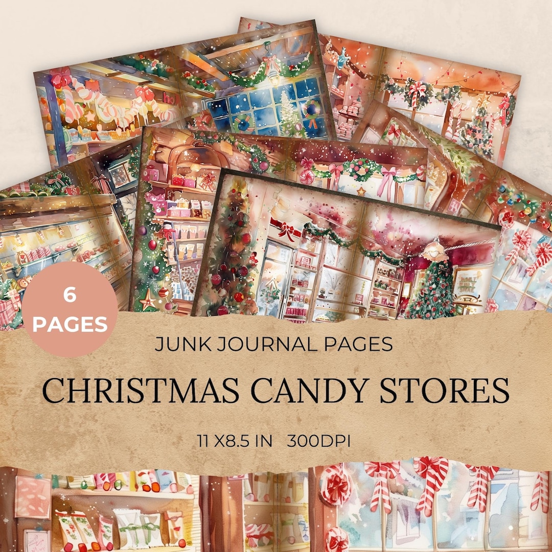 Pink Christmas Junk Journal Pages Ephemera Digital Scrapbook Paper Kit ...