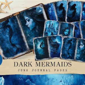 Dark Mermaid Junk Journal, Dark Sirene Scrapbook Papier, mystische Ocean Collage Sheet, Gothic Sea druckbare Marine Coral digitaler Download