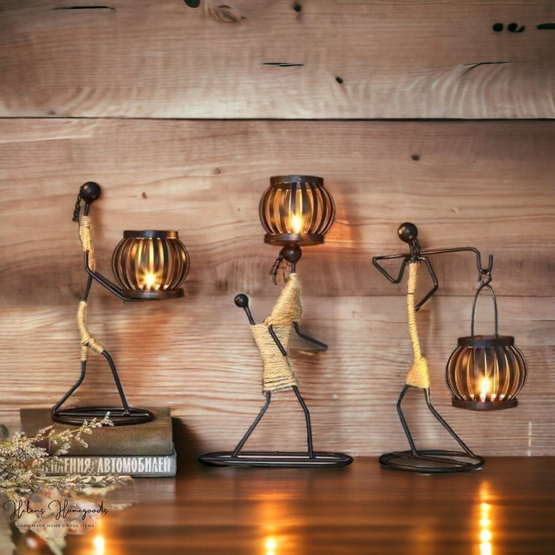 Rustic Figure Candle Holders Figurine Candle Holders Home Etsy UK