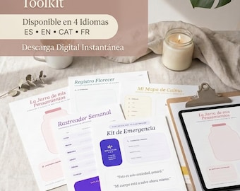 Emotional Wellness Printable Kit | Anxiety Relief Worksheets, Mood Tracker & Self Care Journal Pages | Mental Health Support Toolkit