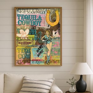 i HEART Nashville Print Western Cowboy Art Collage Poster Nashville Wall Art Retro Nashville Tennessee Wall Decor Digital Download 1 Print