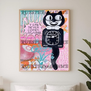 Kit-Kat Clock Vintage Pop Art Print: Colorful Trendy Poster (Digital Download)