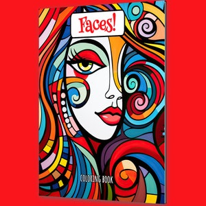 Pagine di un libro da colorare: Facce! Picasso (60) / Uomo adulto Donna Cultura diversificata e inclusiva Illustrazione cubista Capolavoro unico ispirato agli adolescenti