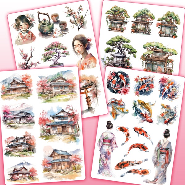 Planches Stickers thème Japon traditionnel