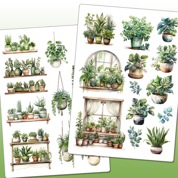 Planches Stickers thème plantes vertes