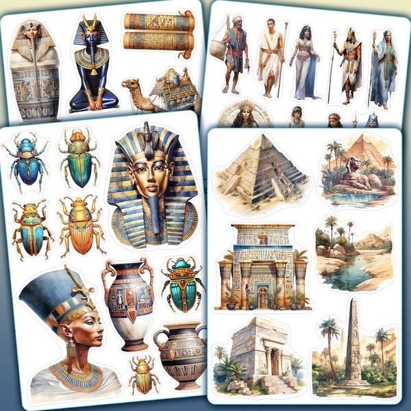 Planches Stickers thème Egypte antique