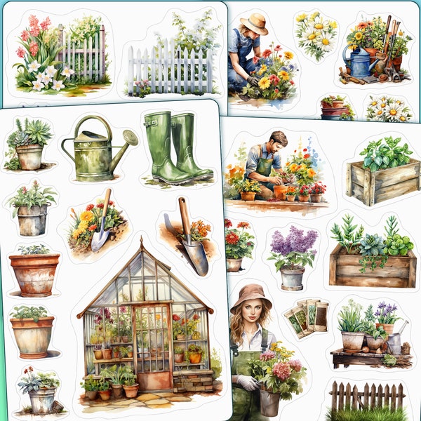 Planches Stickers thème Jardin et jardinage