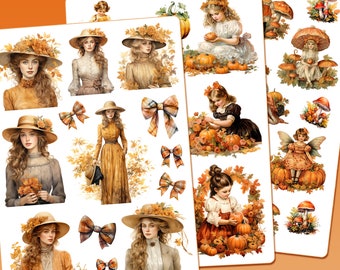 Vintage autumn sticker boards