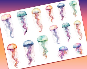 Planches Stickers fonds marins - Les méduses