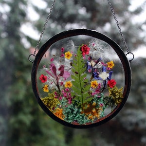 Suncatcher, Pressed Flower Frame, Dried Flowers frame Pressed Flowers real Flowers Necklace Pressed Flowers Frame Botanical home image 6