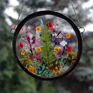 Suncatcher, Pressed Flower Frame, Dried Flowers frame Pressed Flowers real Flowers Necklace Pressed Flowers Frame Botanical home image 1