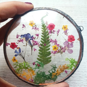 Suncatcher, Pressed Flower Frame, Dried Flowers frame Pressed Flowers real Flowers Necklace Pressed Flowers Frame Botanical home image 3