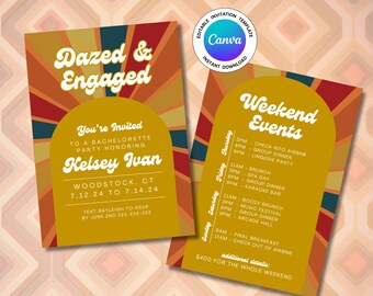 Sjabloon voor uitnodiging voor Dazed and Engaged vrijgezellenfeest (digitale download)