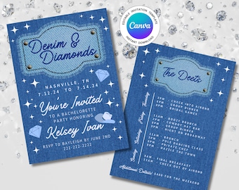 Denim and Diamonds Junggesellinnenabschied Einladungsvorlage (Digitaler Download)
