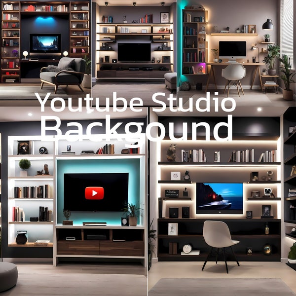 Digital YouTube Studio Background - Professional Virtual Backdrop for Video Creators, Streamers, and Vloggers - High-Resolution