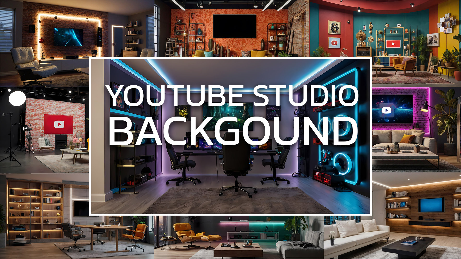 Digital YouTube Studio Background - Professional Virtual Backdrop for Video Creators, Streamers, and Vloggers - High-Resolution (BG2)