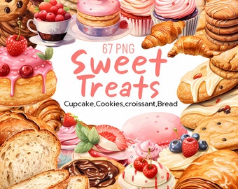 Sweet Treats PNG, Desserts PNG, Sweet Treats Clipart Dessert Clipart, Cupcake Graphics, cookies Clipart, Food Art,Commercial Use PNG