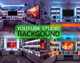 Digital YouTube Studio Background V6 - Professional Virtual Backdrop for Video Creators, Streamers, and Vloggers - High-Resolution