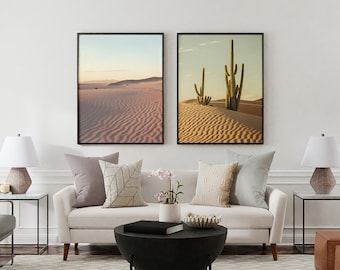 Desert and Cactus Printable Wall Art, Cactus Wall Art, Printable Art Set Of 2 Prints, Retro Wall Decor, Printable Wall Art