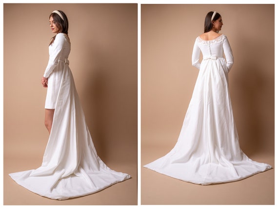 Vintage 1930s Panne Velvet Dress - Off White Striped Devore Velvet - Wedding  Gown - S